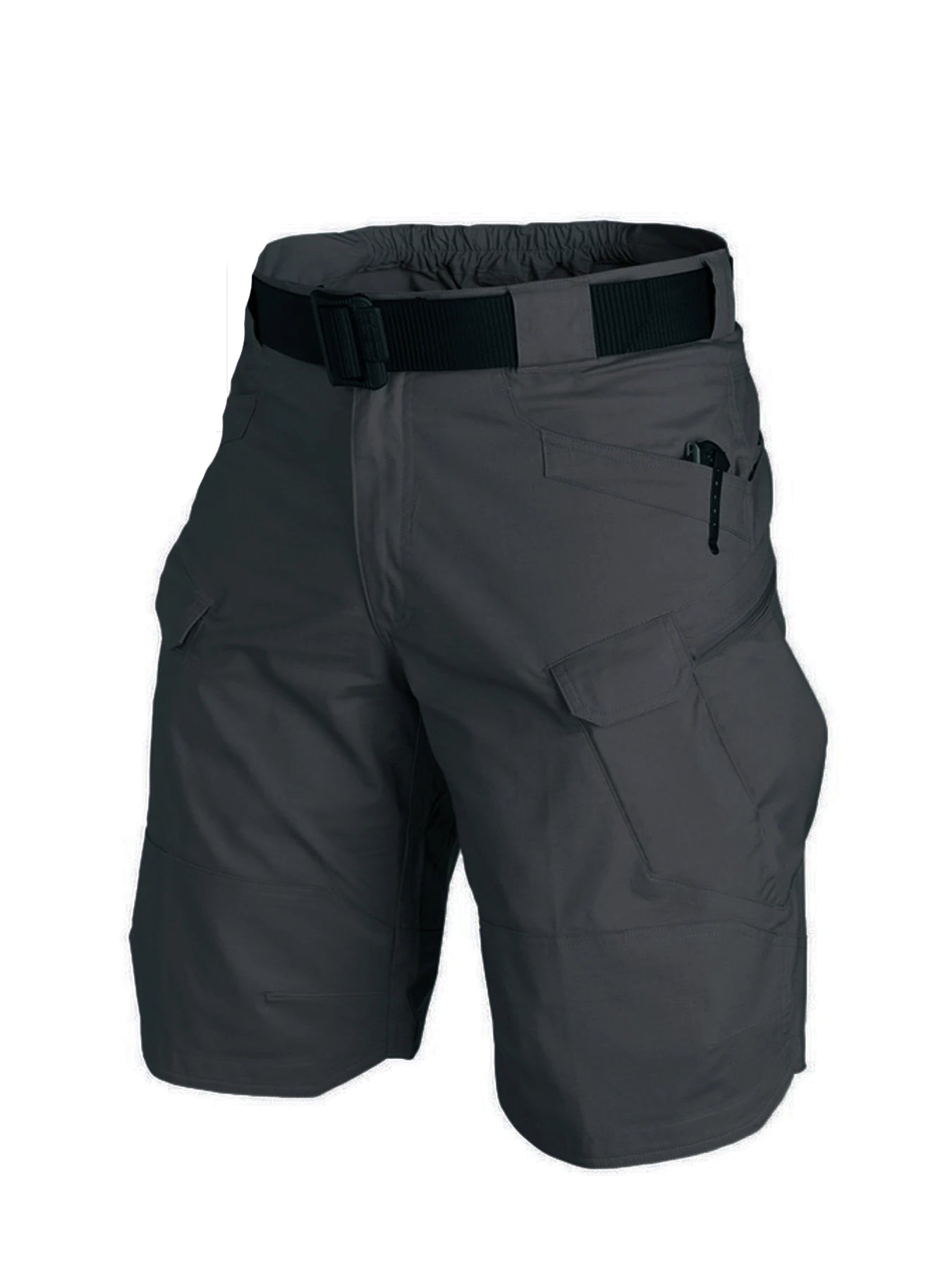 Elastic Waist Military Blue Short Pants Big Pocket Men's Black Summer Casual Drawstring Sweat Shorts