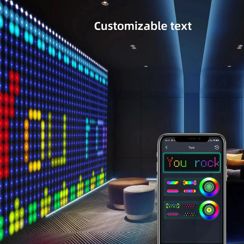 Smart LED Curtain Light APP Control RGB Dimmable DIY Pattern Music Ambient Lighting For Home Holiday Party Christmas Decoration