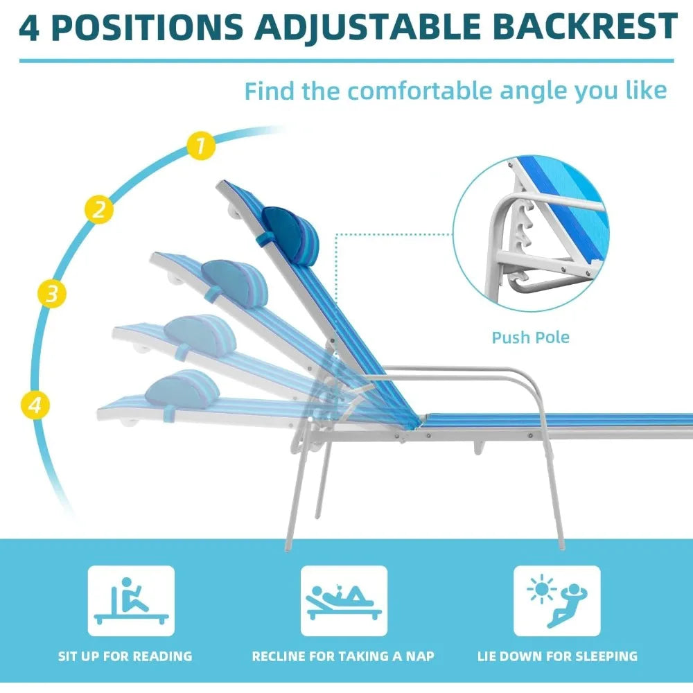Patio Chaise Lounge, Set of 2 Outdoor Lounge Chairs for Beach, Pool, Sunbathing – Lawn Lounger Recliner Chair for Outside Tannin