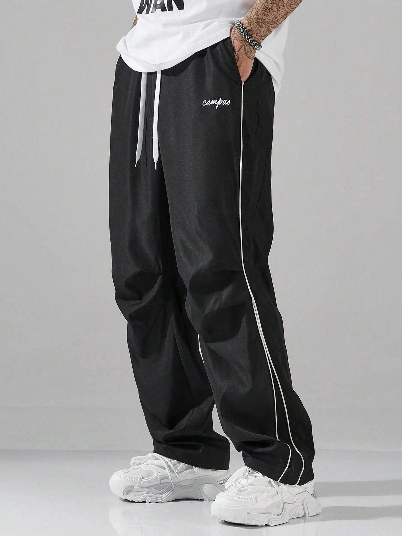 Men's Striped Three - Color Casual Pants with Pockets, Suitable for Sports, Fitness and Jogging