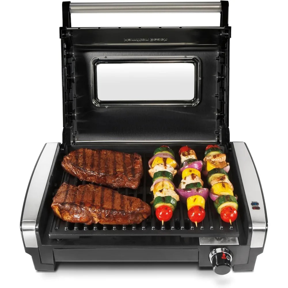 Electric Indoor Searing Grill with Viewing Window & Adjustable Temperature Control to 450F, 118 sq. in. Surface