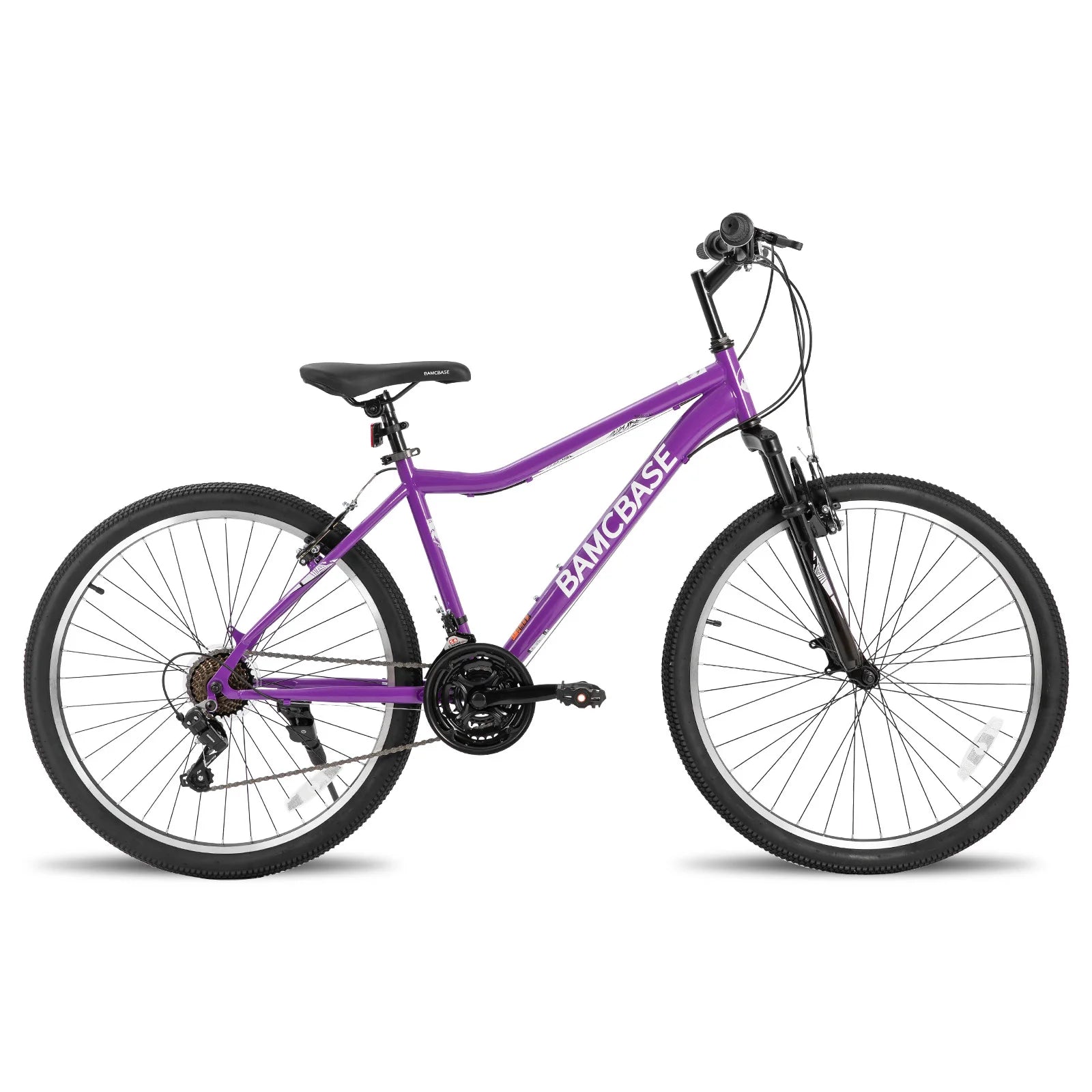 26 Inch Women‘s Mountain Bike, 21 Speed Steel Frame Adult Bicycle, Man MTB Bikes with Suspension Fork, Purple Green White