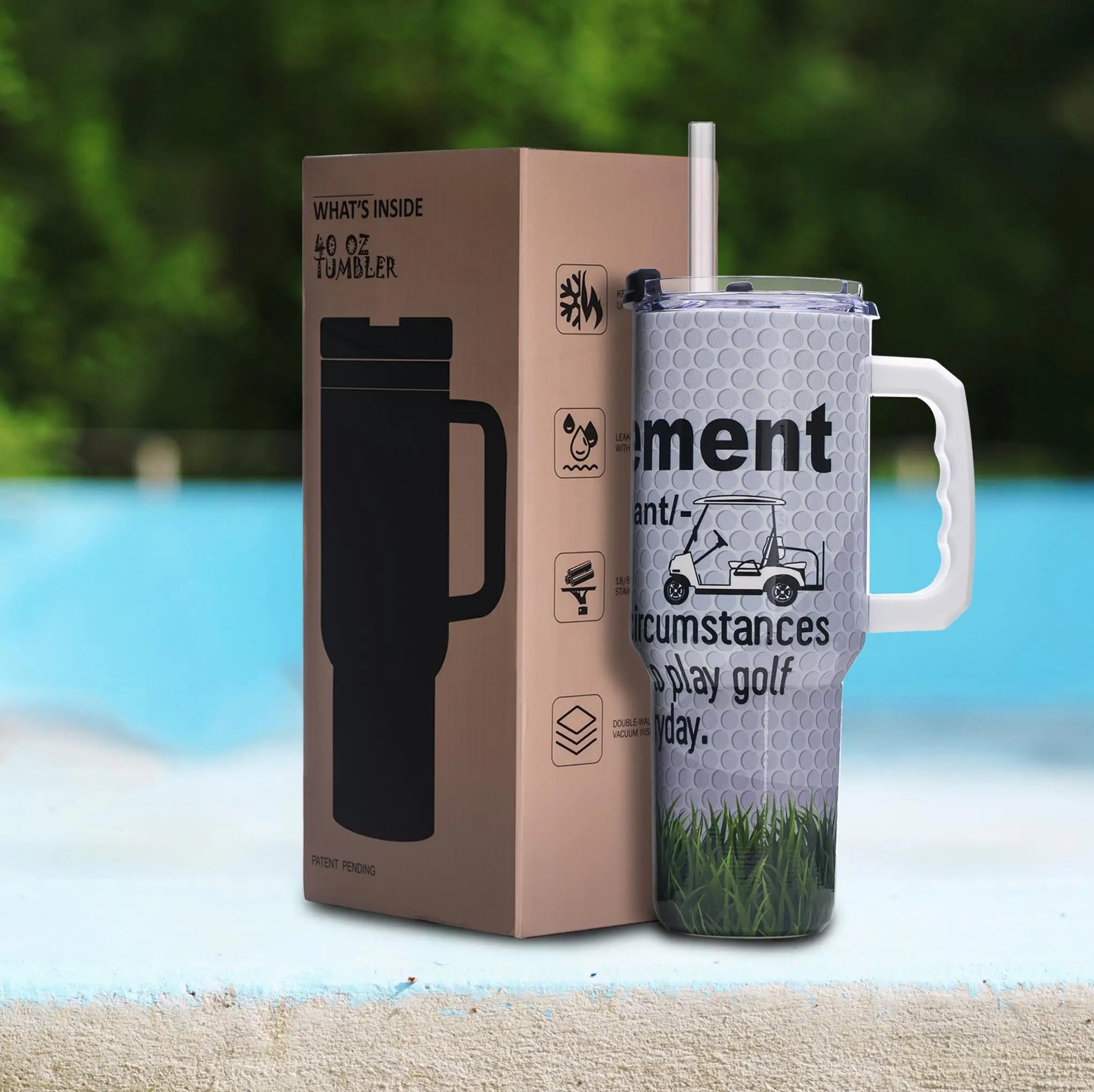 40oz Tiger Print Tumbler – Vacuum Insulated Stainless Steel Travel Mug with Leakproof Lid, Handle, Wide Mouth, BPA-Free