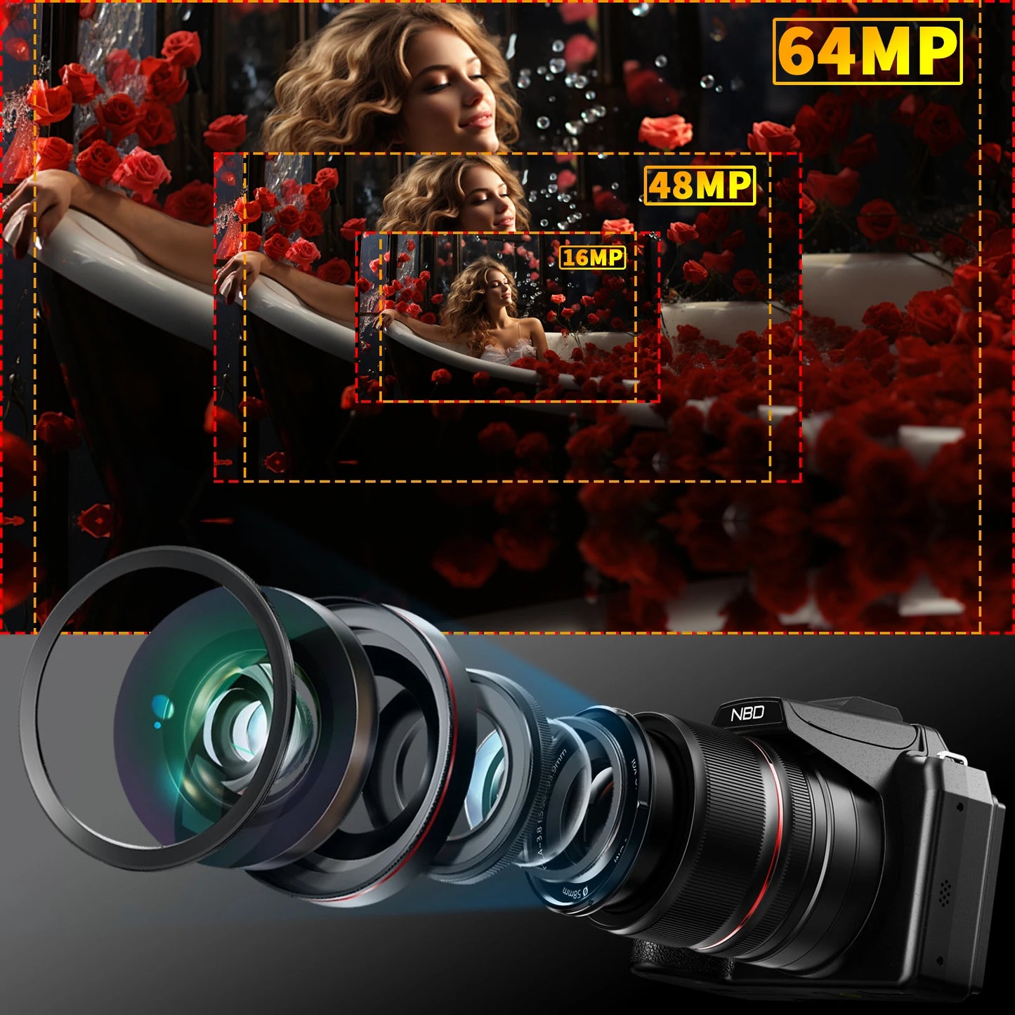 Digital Cameras For Photography, 16X Optical Zoom Camera With WiFi & App Control, Vlogging Camera With Auto Focus