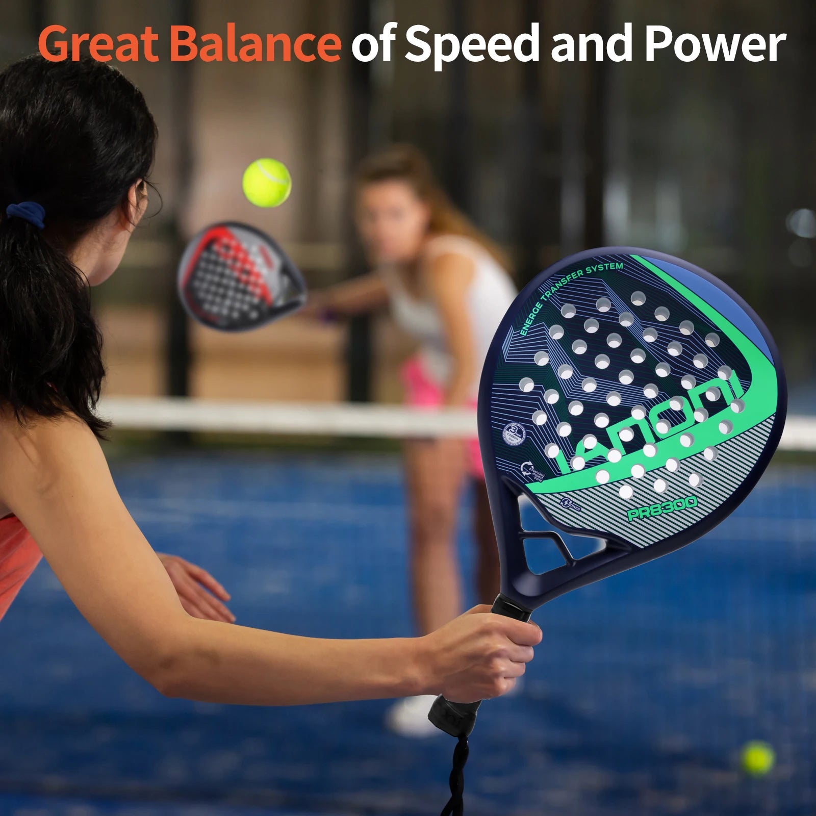 Paddle Racket Carbon Fiber Surface with EVA Memory Flex Foam Core Lightweight Paddle Racquet