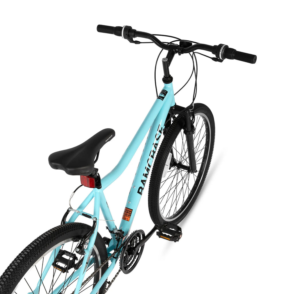 26 Inch Women‘s Mountain Bike, 21 Speed Steel Frame Adult Bicycle, Man MTB Bikes with Suspension Fork, Purple Green White