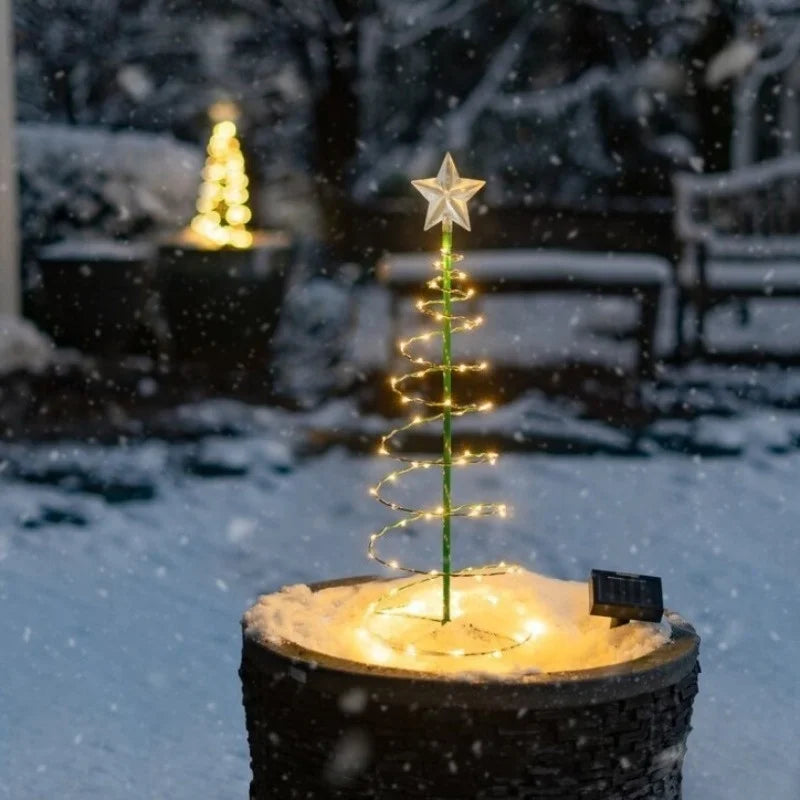 LED Solar Powered Christmas Tree Warm Light, Floor To Ceiling Wrought Iron Outdoor Courtyard Decorative Landscape Street Light.
