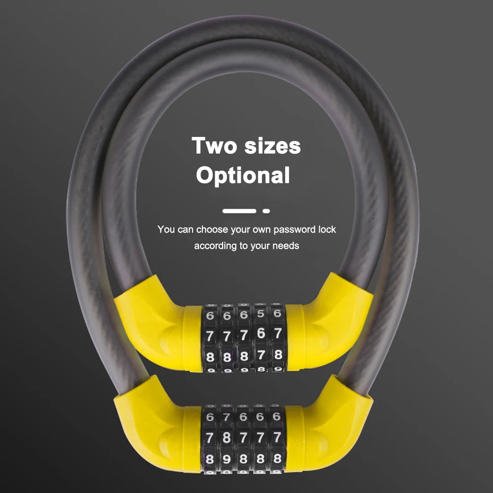 Bicycle Wire Locks 5-Digit Code Bike Motorcycle Security Combination Steel Cable Lock Road Bicycle Accessories