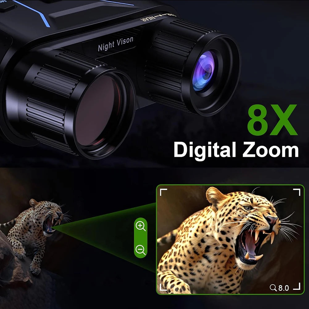 Digital Night Vision Binoculars With Infrared Illuminator & Video Recording, 1312' Long Distance, 8X Zoom Digital 36MP Night Vis