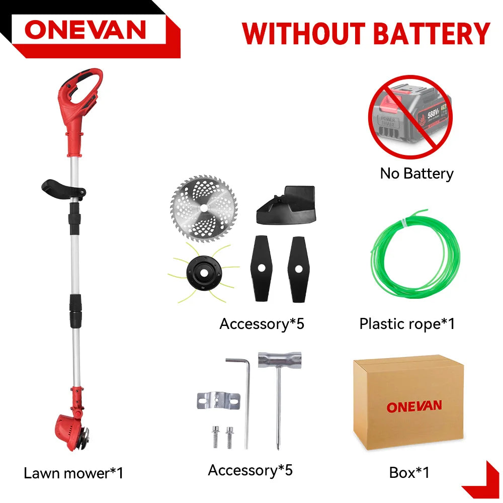 Cordless Brushless Electric Lawn Mower 10" Grass Trimmer Foldable Adjustable Garden Cutter Tool For Makita Battery Pin