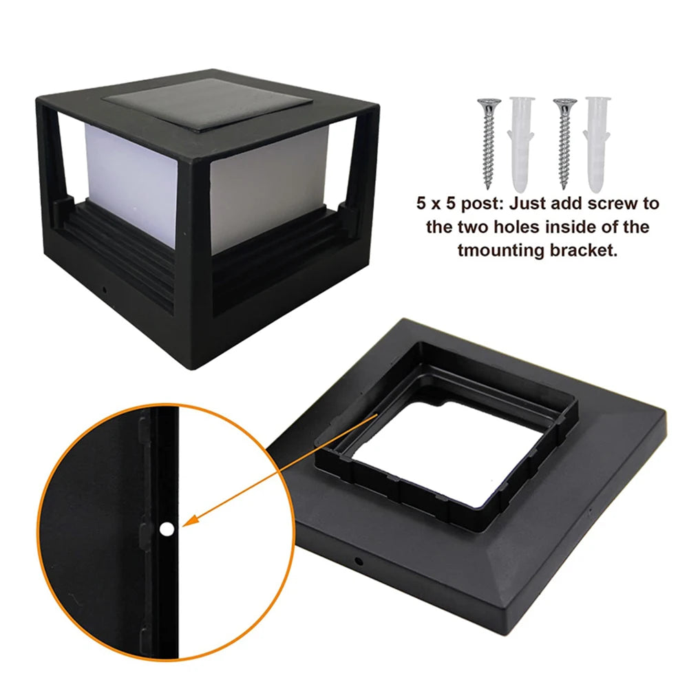 LED Solar Column Light Post Deck Lamp Outdoor Waterproof Villa Garden Decor