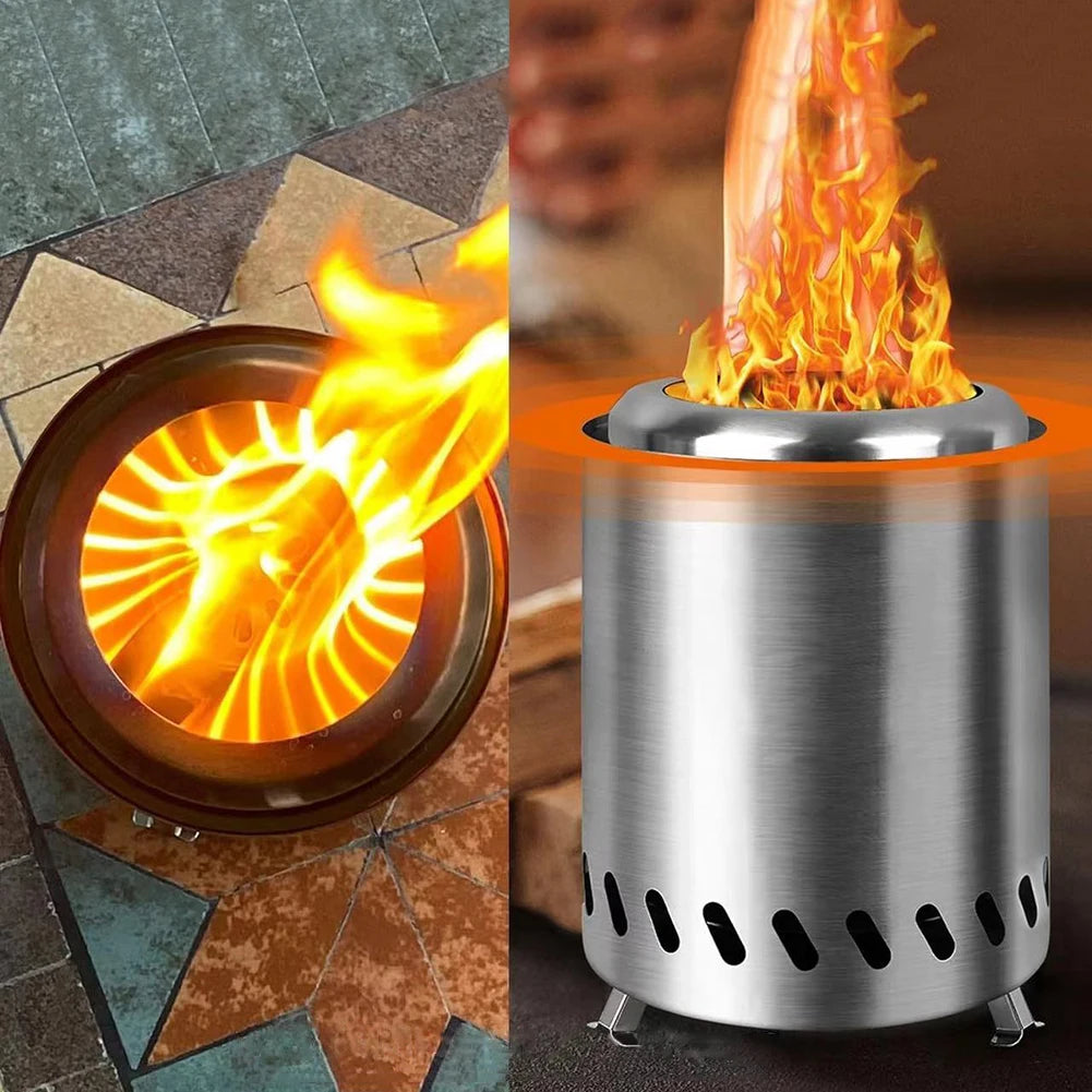 Outdoor Camping Table Smokeless Stove Stainless Steel Burner Heater Mini Tabletop Fire Pit Portable Campfire Wood Burning Stove