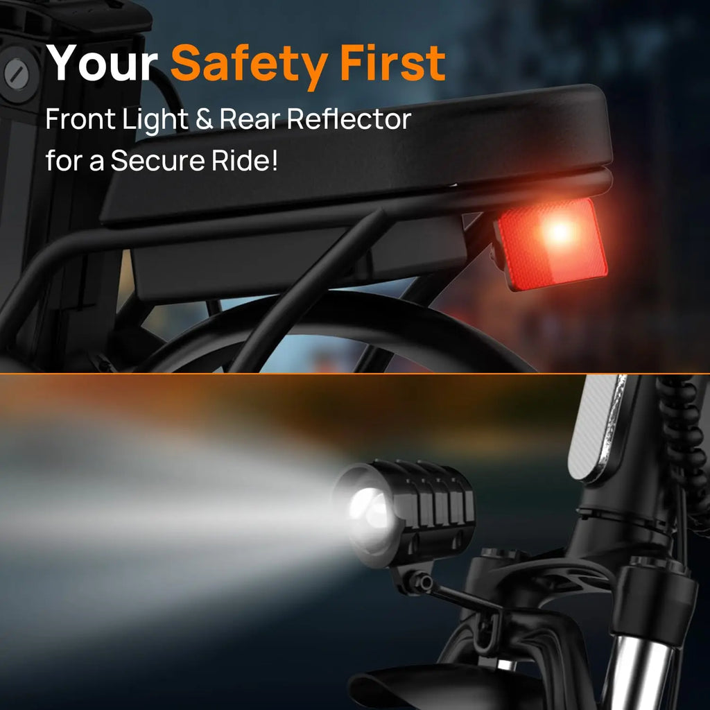 14" Foldable Electric bicycle for Adult, Peak 500W Motor with 48V 7.5Ah Removable Battery 40 Miles Range 3 Hours Charge Time