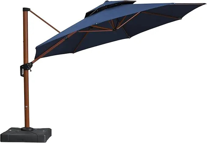 13ft Patio Umbrella - Large Round Cream Outdoor Umbrella with Windproof Cantilever Design for Garden, Deck, Pool & Patio