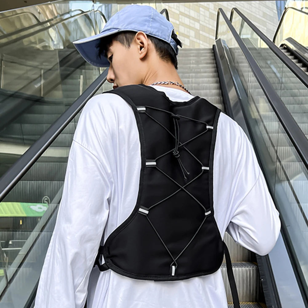 Functional Tactical Vest Phone Holder with Pocket & Extra Storage Backpack Vest Fashion Waistcoat for Cycling Running