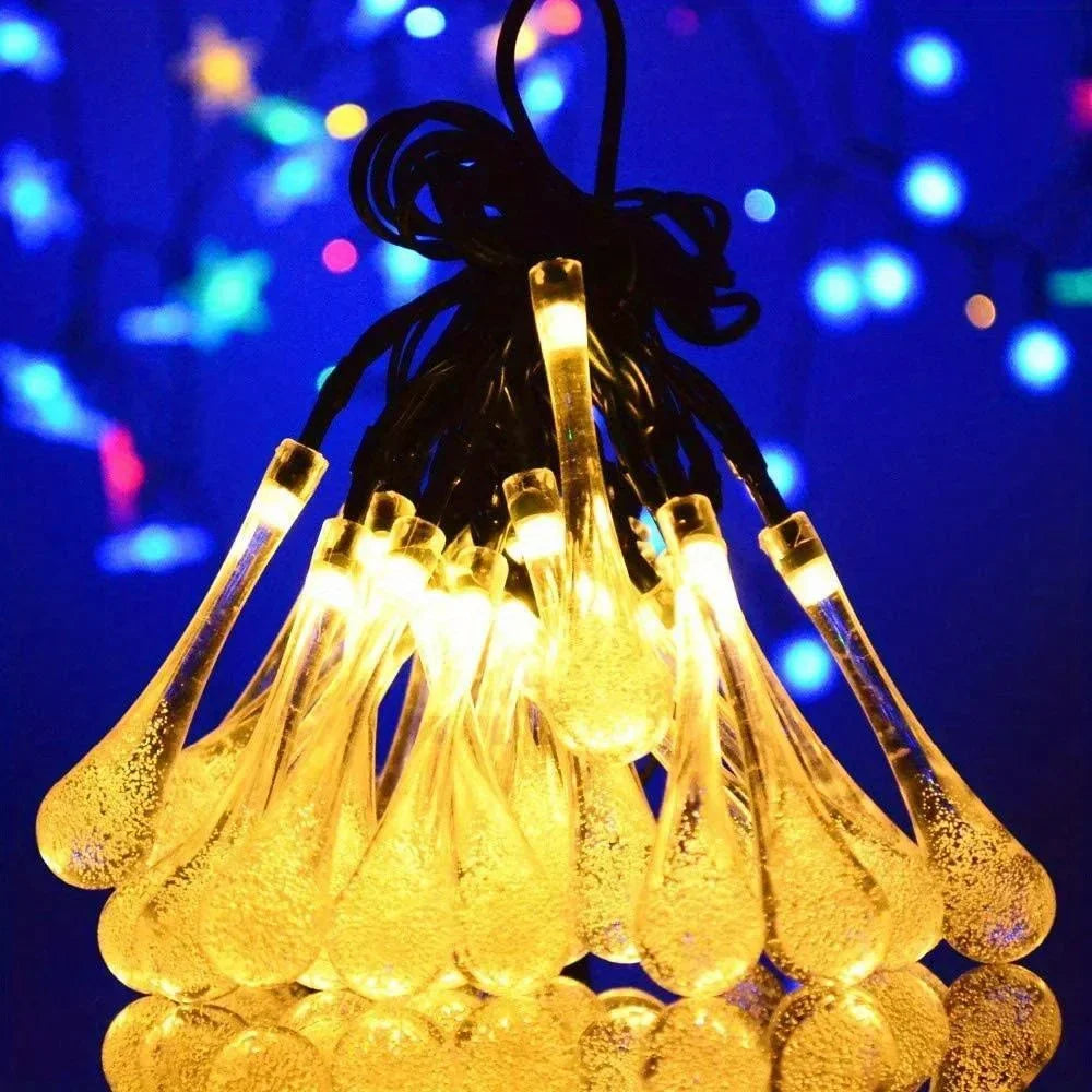 Solar Light Water drops led String Lights Christmas Party Decor Patio Lawn Garland Garden Outdoor Fairy Lights Solar Patio Light