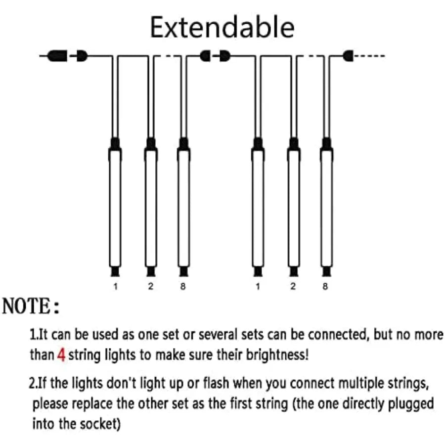 Christmas Lights Outdoor Meteor Shower Lights 12 inch 8 Tubes LED Snow Falling Icicle for Christmas Decoration Tree Garden Wedd