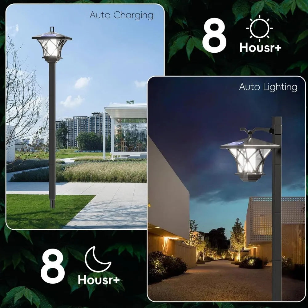 Solar Light Pole Waterproof Solar Lamp Post Vintage Street Lights Solar Post Lights Outdoor for Patio, Garden