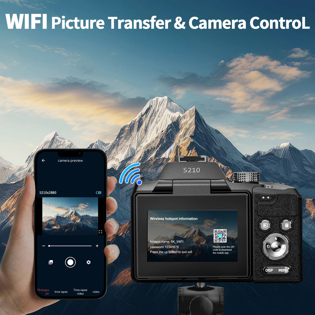 Digital Cameras For Photography, 16X Optical Zoom Camera With WiFi & App Control, Vlogging Camera With Auto Focus