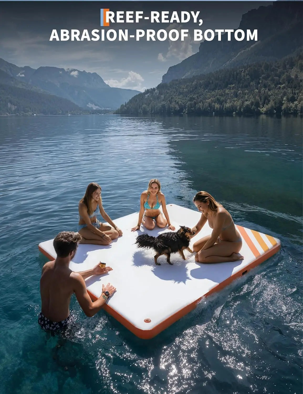 Inflatable Pontoon Dock, Thicken Air Dock Floating Platform, Inflatable Pontoon with Nonslip Surface and Rope Ladder, Lake Float