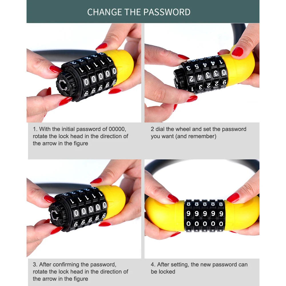 Bicycle Wire Locks 5-Digit Code Bike Motorcycle Security Combination Steel Cable Lock Road Bicycle Accessories