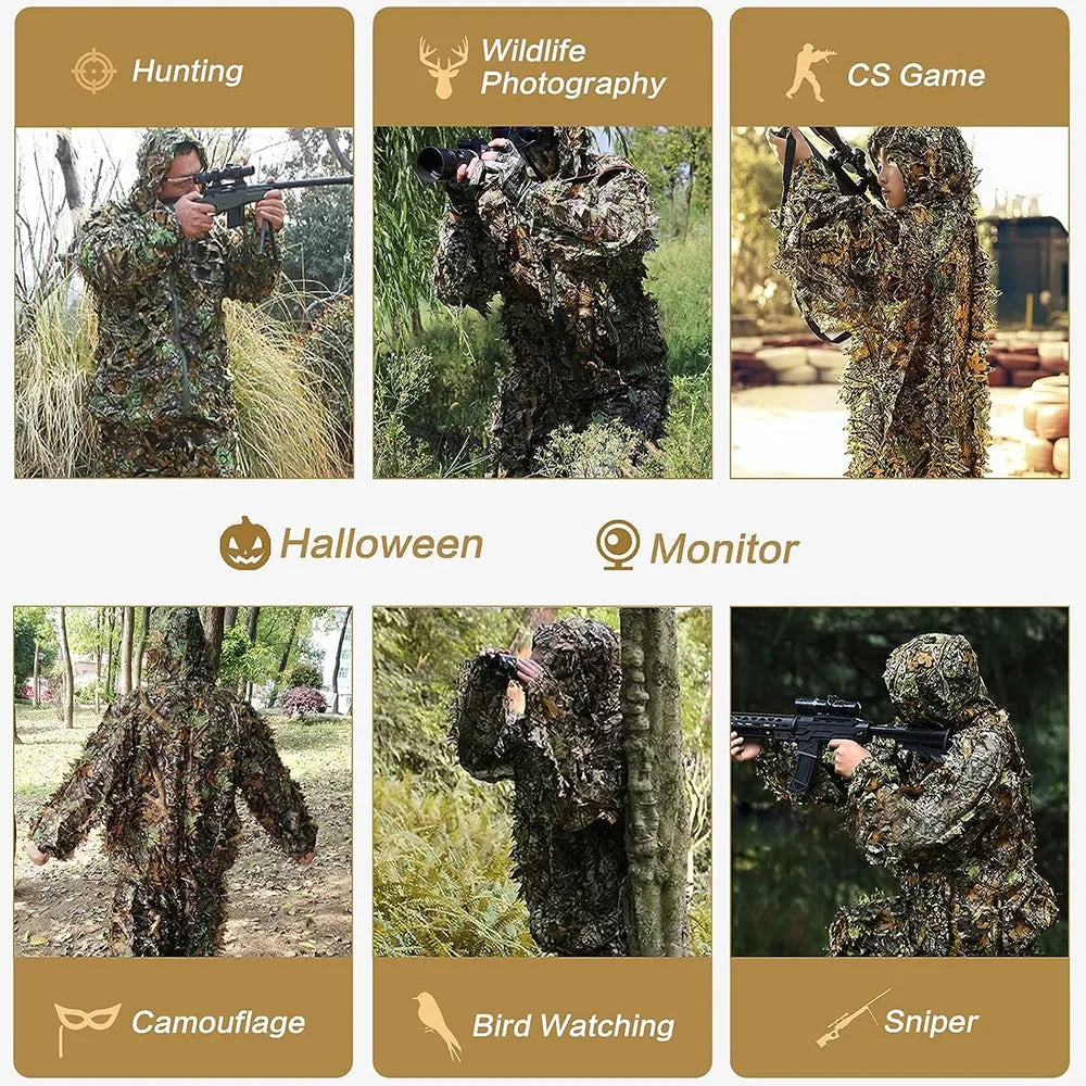 Suit Tactical Outdoor Camouflage Clothes Leafy Bionic Jungle CS Shooting Suits Combat Clothes Set For Holiday Party