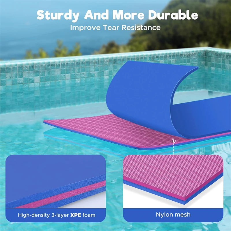 7x 3FT Floating Water Pad Mat Tear-resistant 3-layer Floating Island Pool Lake Ocean Swimming Pool Floating Pad Float Mat