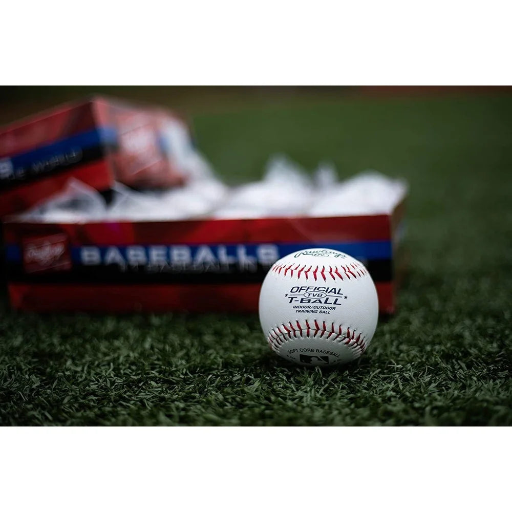 Youth T-Ball Training Ball 6 Pack Soft Sponge Rubber Indoor Outdoor Practice Baseball Ages 8 and Under Safe Durable Design