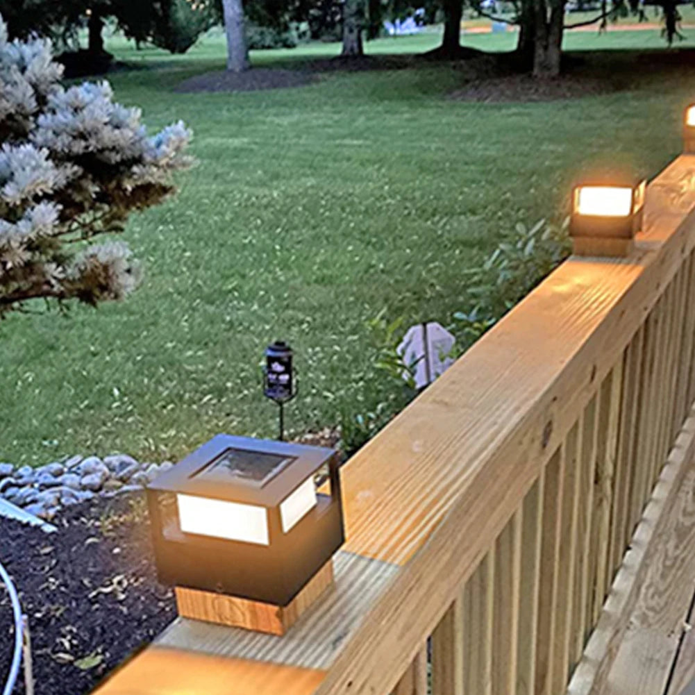 LED Solar Column Light Post Deck Lamp Outdoor Waterproof Villa Garden Decor