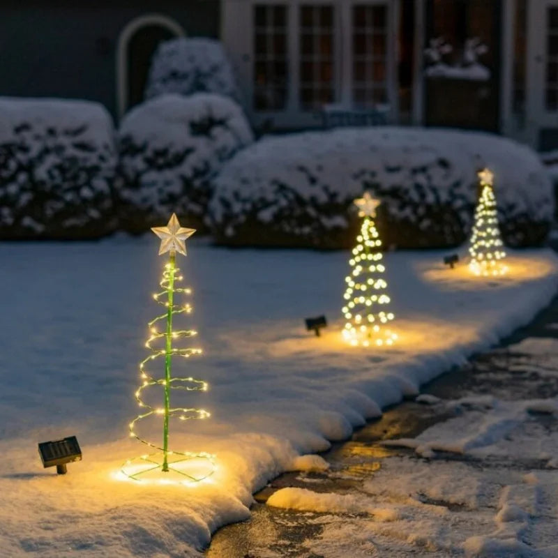 LED Solar Powered Christmas Tree Warm Light, Floor To Ceiling Wrought Iron Outdoor Courtyard Decorative Landscape Street Light.