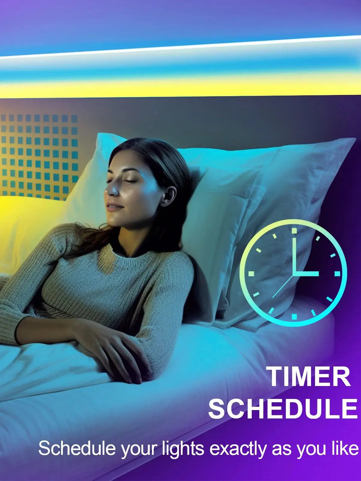 25/50/100/130ft smart LED light strip , bedroom color-changing RGB light built-in microphone can rhythm with music, su