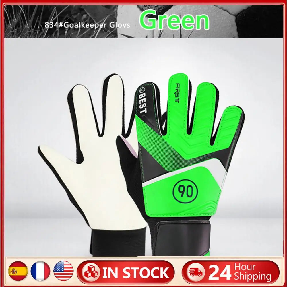 Soccer Gloves Latex Support Football Match Gloves Full Finger Protection Anti-Slip Waterproof Breathable for Kids Adults