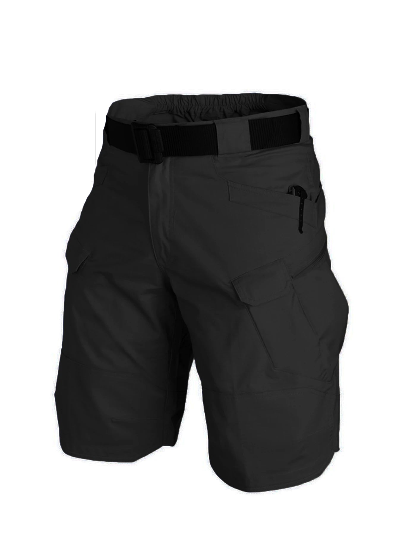 Elastic Waist Military Blue Short Pants Big Pocket Men's Black Summer Casual Drawstring Sweat Shorts
