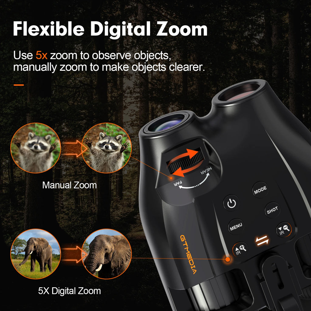 GTMEIDA N4 Infrared Night Vision Binoculars 4K HD Telescope 5x Digital Zoom 300m Infrared Night Vision Camera USA Straight.