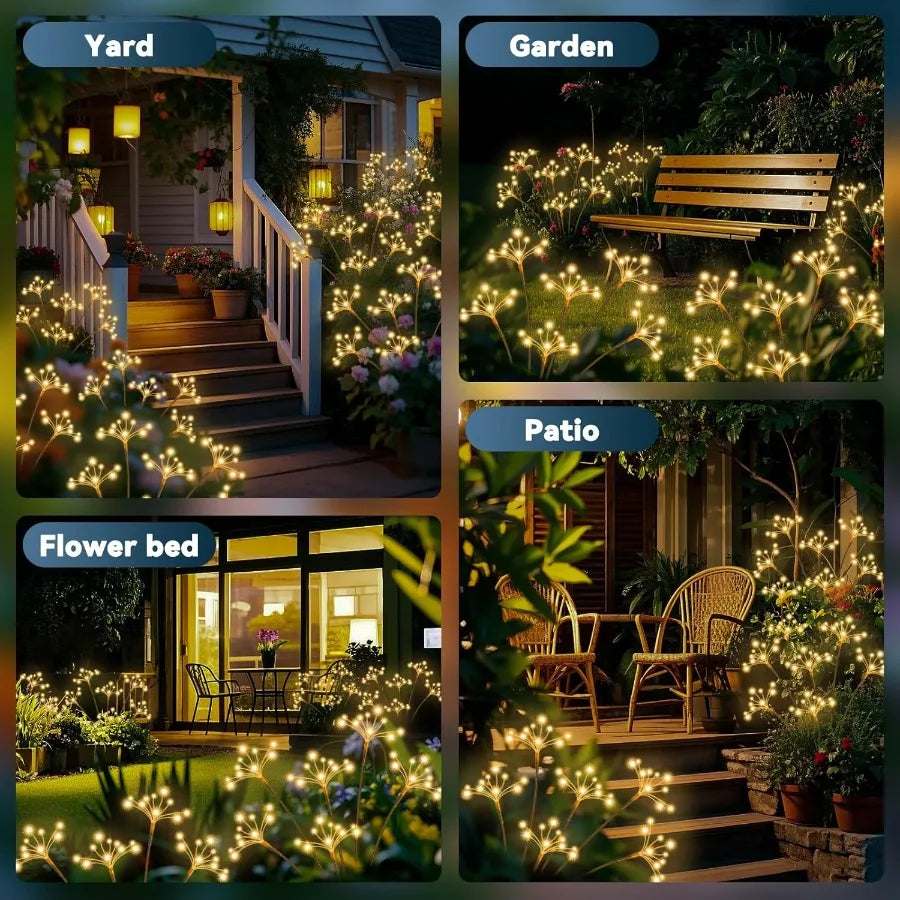 Solar Garden Lights 2 Pack Waterproof Solar Swaying Starburst Light Outdoor Lights for Yard Patio Walkway Pathway Party Wedding