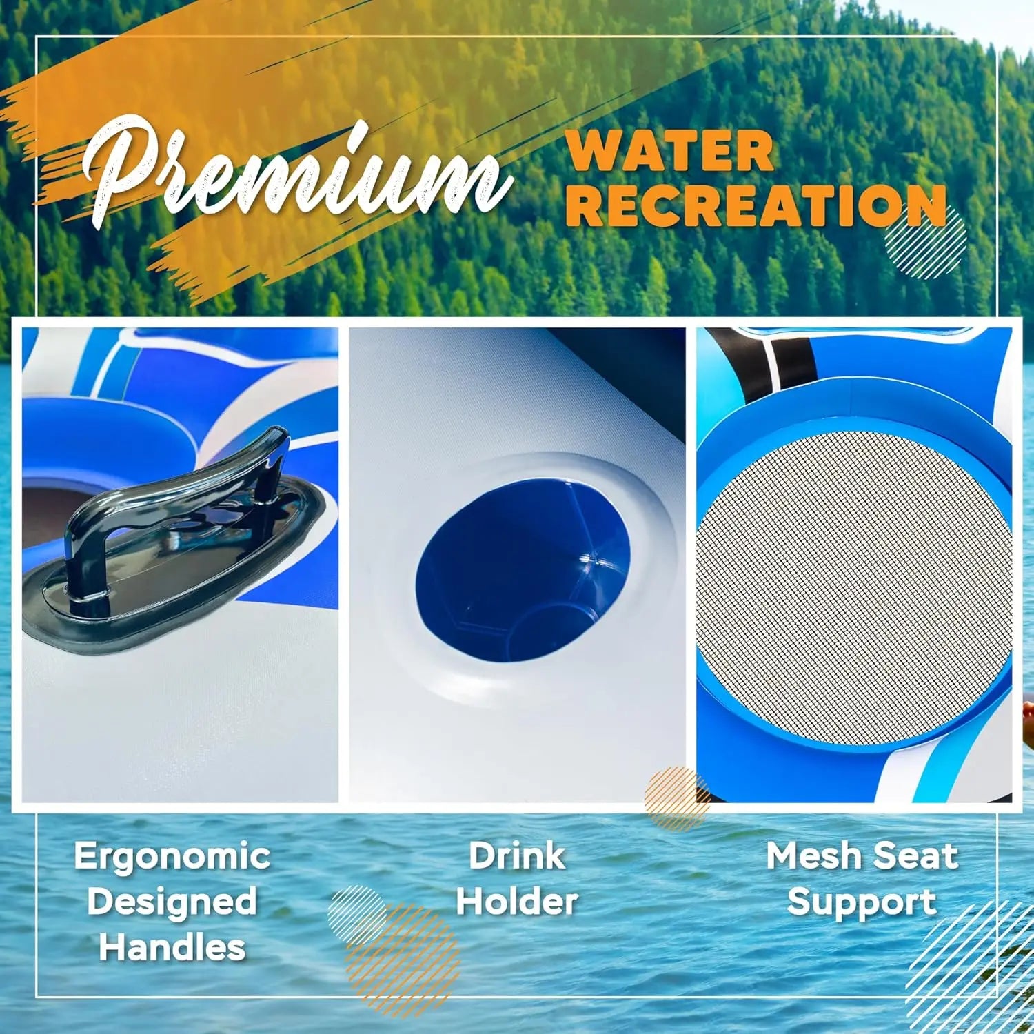 2025 New Upgraded Heavy Duty River Tube Inflatable Premium Water Float to Lounge Above Lake and River Outdoor Water Raft Sport