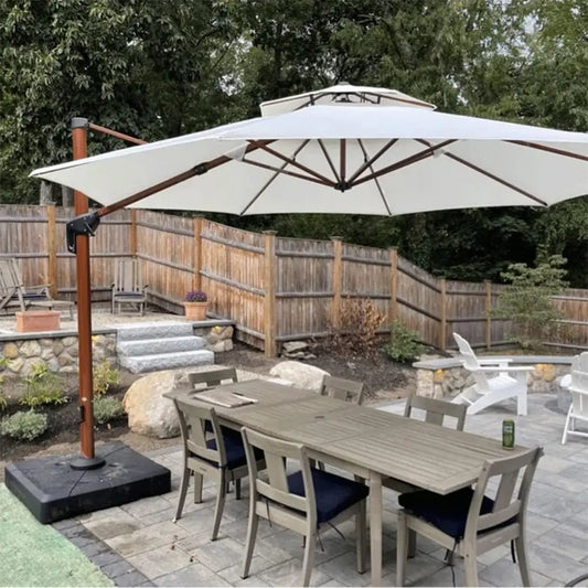 13ft Patio Umbrella - Large Round Cream Outdoor Umbrella with Windproof Cantilever Design for Garden, Deck, Pool & Patio