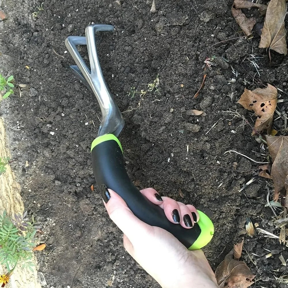 Ergonomic Aluminum Hand Cultivator Lightweight Garden Tool Soil Turning Weeding Ideal Arthritis and Hand Strength Issues