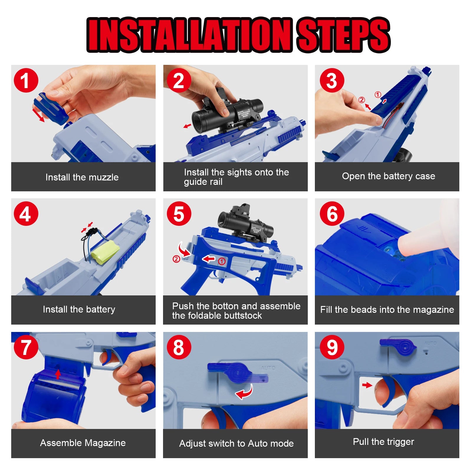 High Speed G36C Electric Gel Balls Blaster, Automatic & Manual Dual Shooting Modes Water Bullets Gun Toys, Holidays Gifts