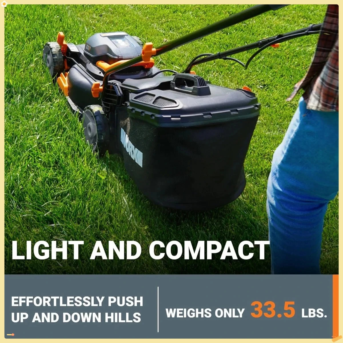 17" Cordless Lawn Mower for Small Yards, 2-in-1 Electric Mower Cuts Quiet, Compact & Lightweight Push Lawn Mower