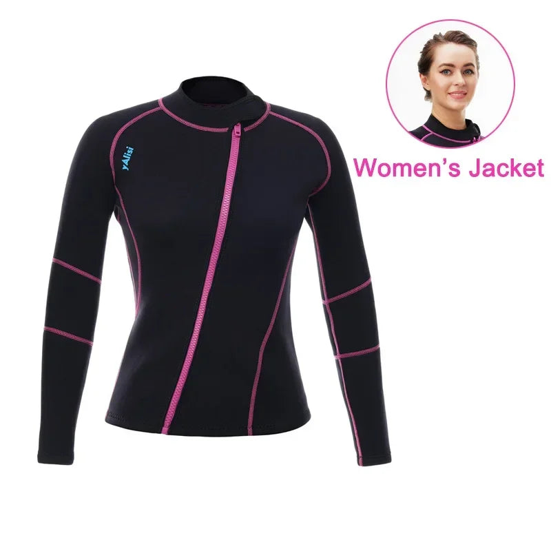 Separated 3mm Unisex Long Sleeve Neoprene Wetsuit for Cold Water Activities Like Diving Surfing & Water Aerobics With