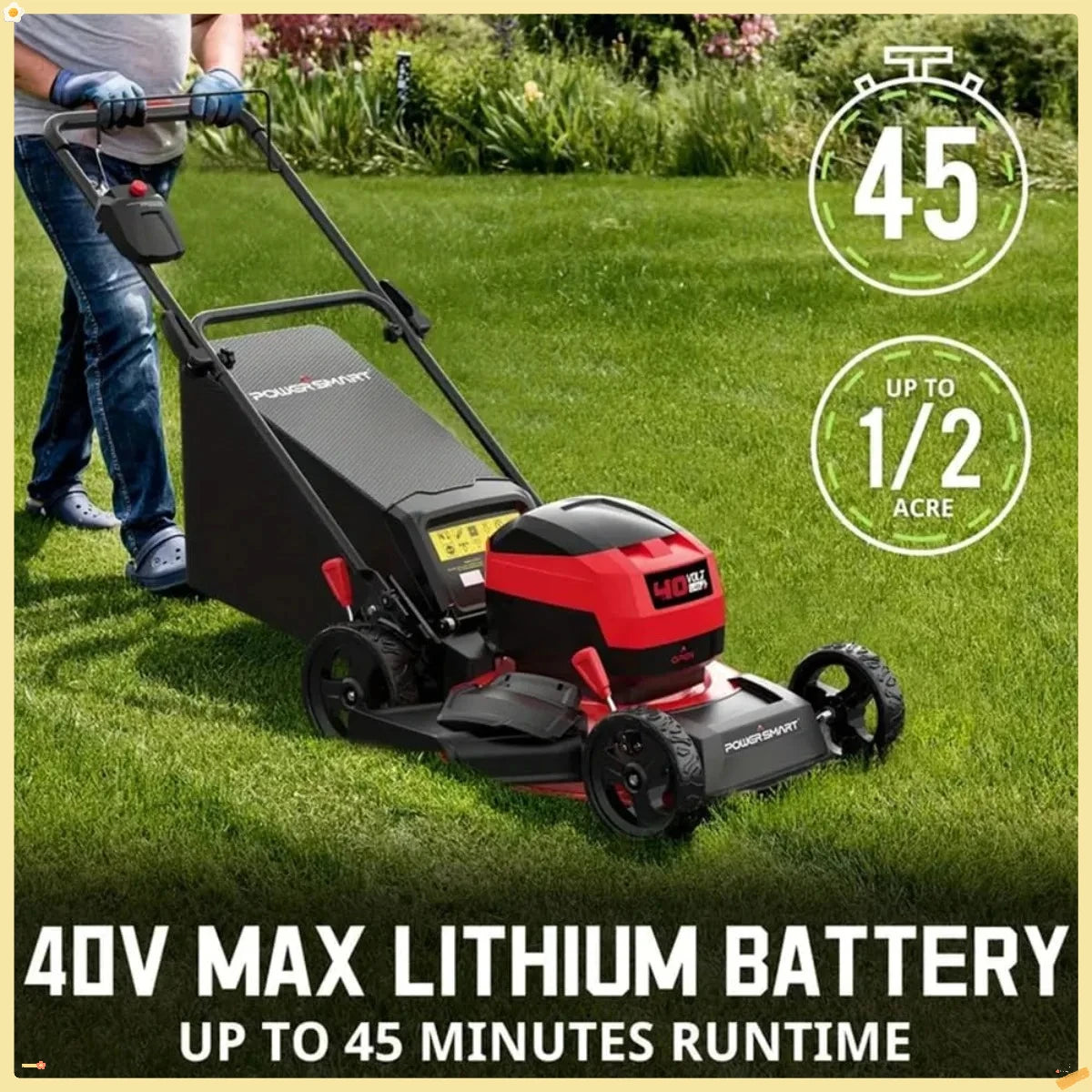 17" Electric Lawn Mower 40V Cordless Mower, 3-in-1 Brushless Push Lawn Mower with 4.0Ah Battery & Charger, Lightweight