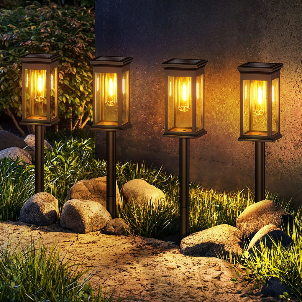 6/12 Pack Solar Lights, 2700K Warm White, Super Bright 12Hrs, for Yard/Garden Walkway