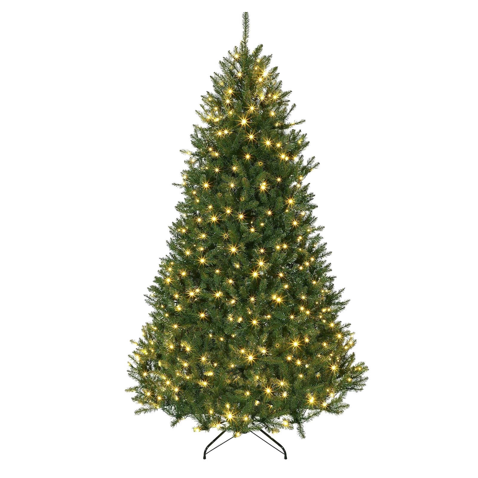9FT Pre-Lit Artificial Christmas Tree, Fraser Fir, 4 Colors Led, 3380 Branch Tips, Xmas Tree for Home Office Decor