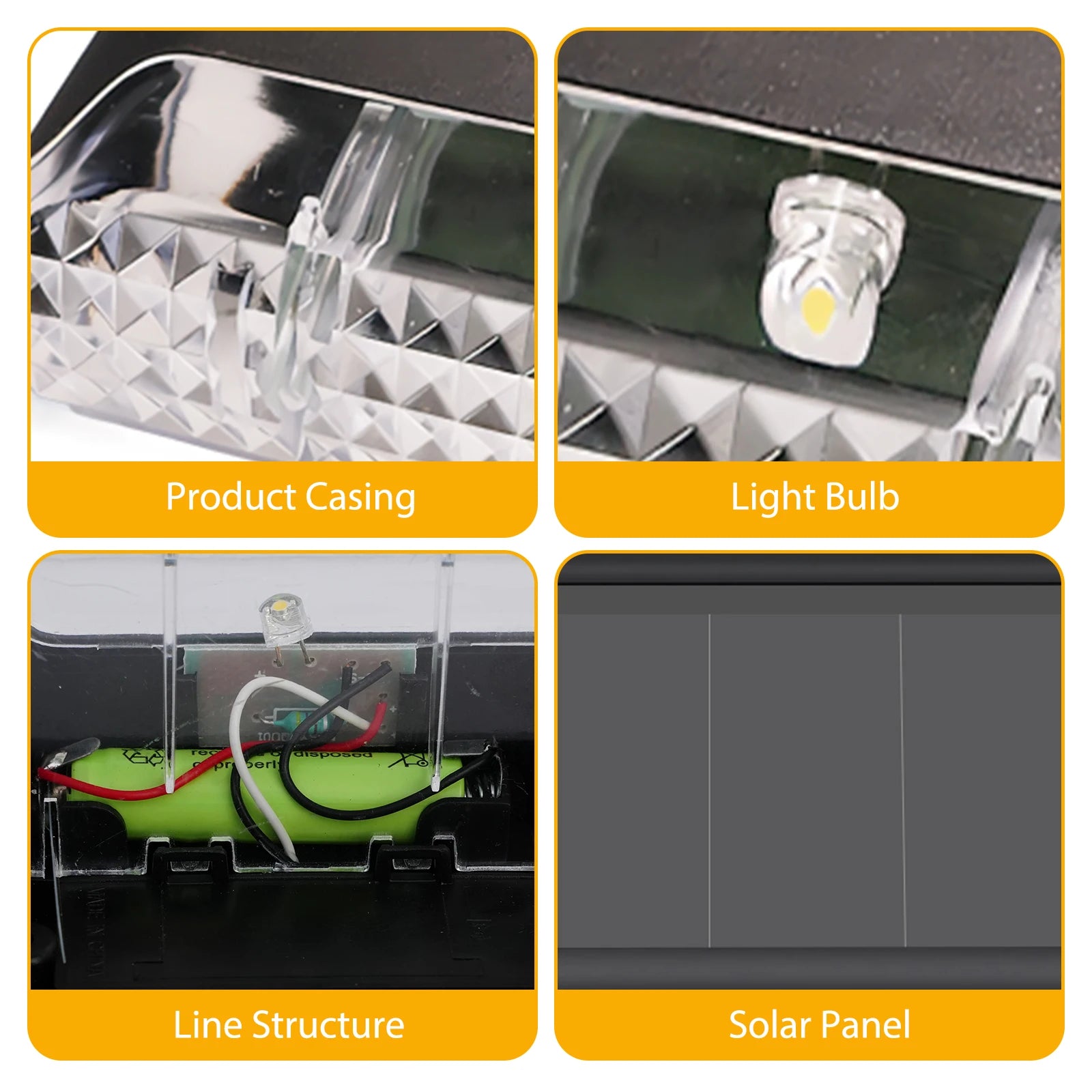 4 Pack Solar Deck Lights Outdoor Solar-Powered Waterproof Wall Lamp LED Lights Warm White for Stairs Steps Fences Yard Patio