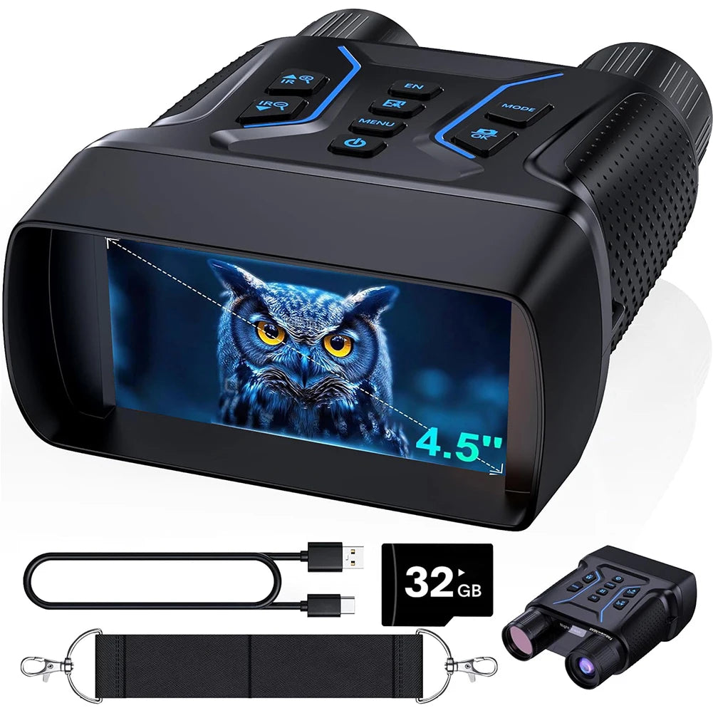 Digital Night Vision Binoculars With Infrared Illuminator & Video Recording, 1312' Long Distance, 8X Zoom Digital 36MP Night Vis