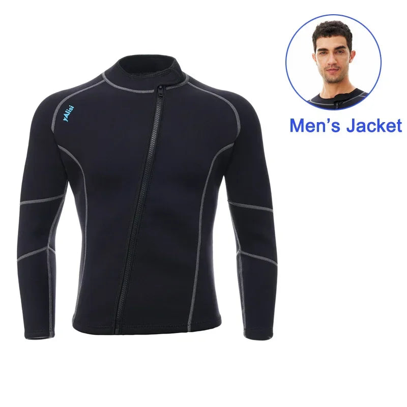 Separated 3mm Unisex Long Sleeve Neoprene Wetsuit for Cold Water Activities Like Diving Surfing & Water Aerobics With