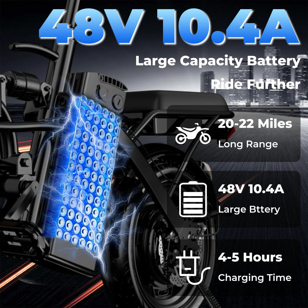 500W Adult Electric Bike, 20 MPH, 48V 12Ah Removable Battery, 14 Inch Folding Electric Bike, Multi-Shock Absorption