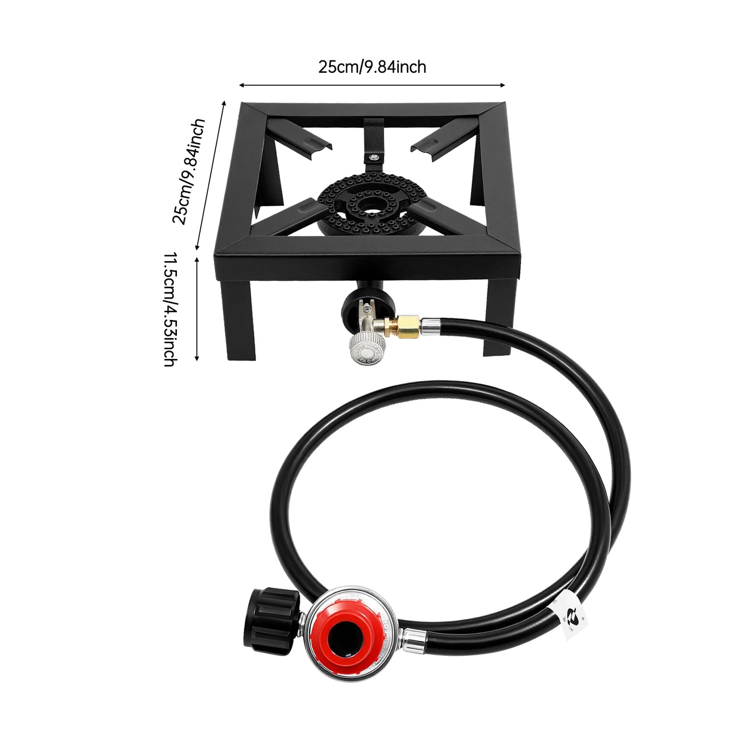 Portable Double Burner Outdoor Gas Stove Propane Cooker with Adjustable 0-10Psi Regulator Hose for Patio Camping, BBQ, Home