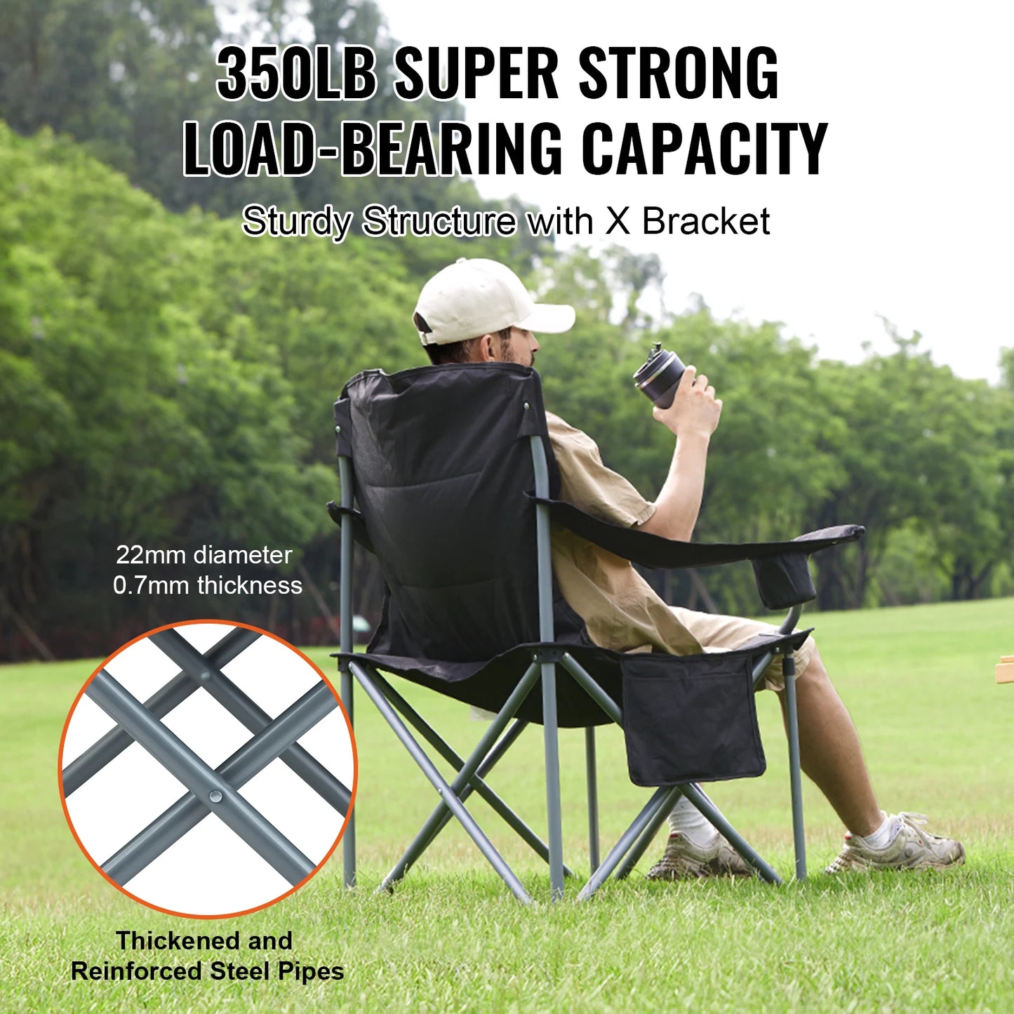 Outdoor Camping Chair 350lbs High Load Ultralight Folding Chair Portable Beach Hiking Picnic Travel Seat Fishing Tool